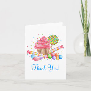 Wonderland Cupcake Candy Lollipop Sweet Tarts Letterpress Thank You Card