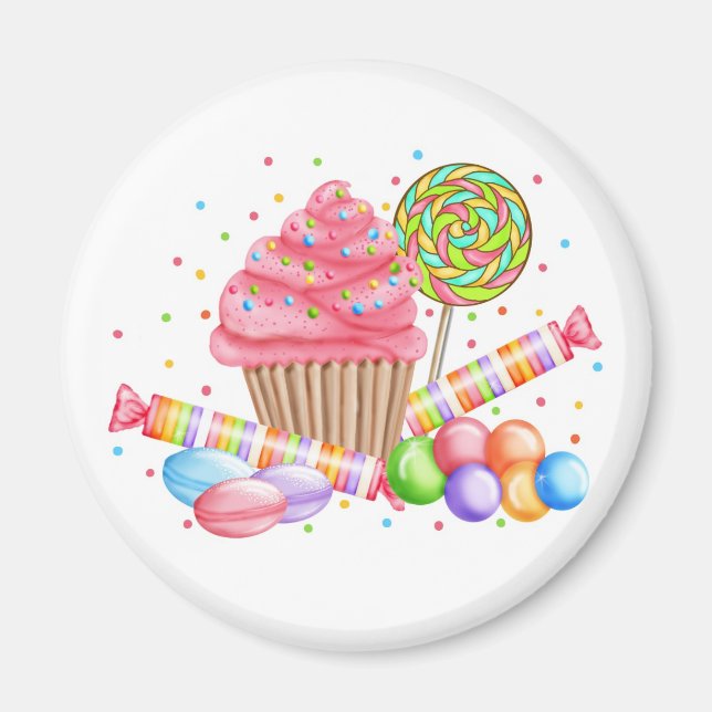 Wonderland Cupcake Candy Lollipop Sweet Tarts Magnet (Front)