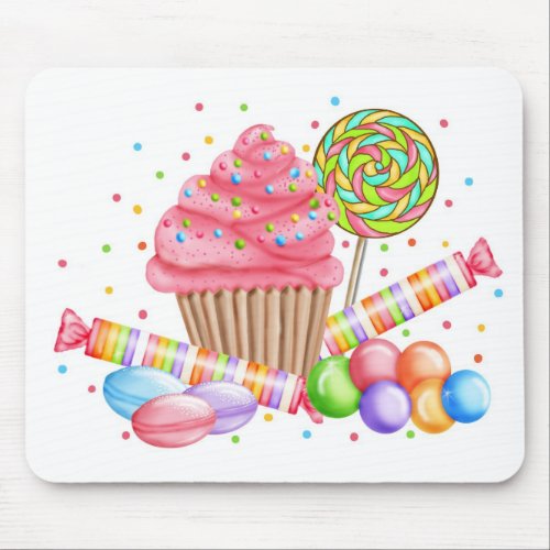 Wonderland Cupcake Candy Lollipop Sweet Tarts Mouse Pad