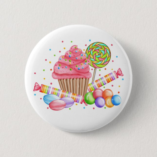 Wonderland Cupcake Candy Lollipop Sweet Tarts Pinback Button (Front)