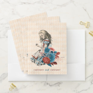 Wonderland Curiouser Vintage Storybook Alice Red Pocket Folder