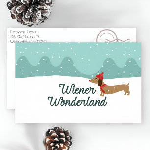 Wonderland Dachshund Christmas Greeting Car Holiday Card