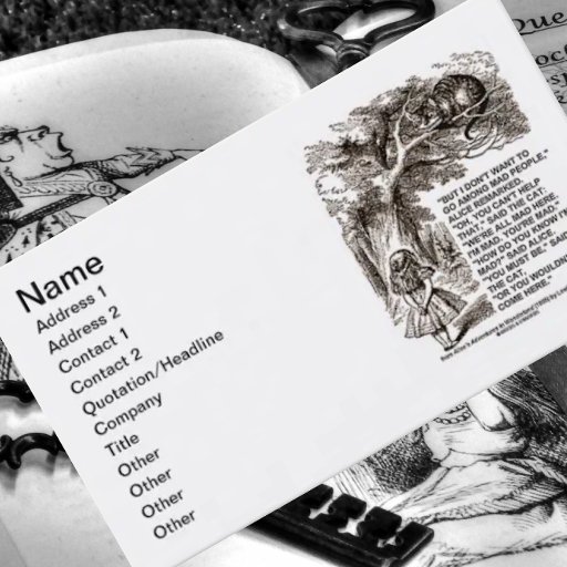 Customizable Wonderland Don't Want To Go Among Mad People Alice Business Card Templates