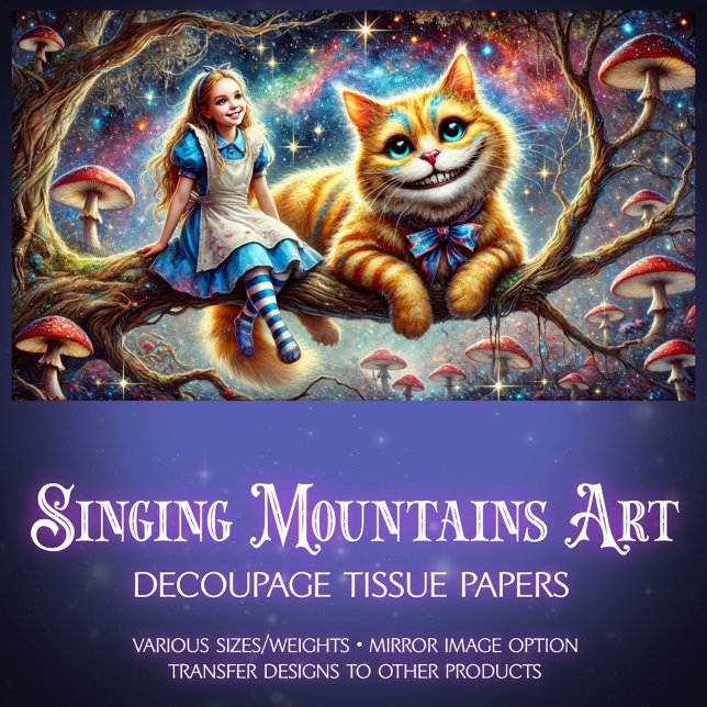 Wonderland Fairytale Alice Cheshire Cat Decoupage Tissue Paper (Creator Uploaded)