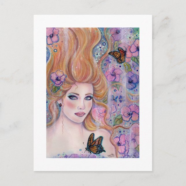 Wonderland fantasy art with butterflies postcard (Front)