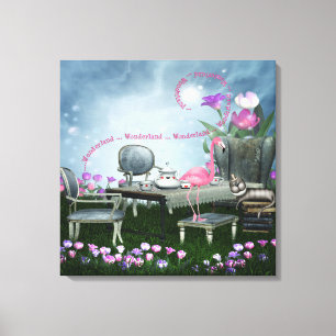 Wonderland Flamingo & Cheshire Cat Canvas Print
