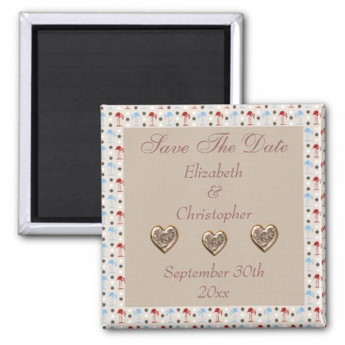 Wonderland Flamingos Save The Date Wedding Magnet