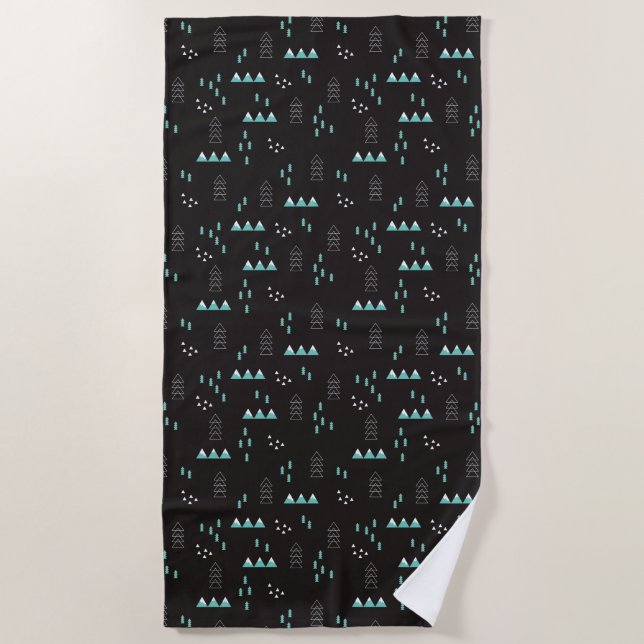 Wonderland Geometric Night Pattern Beach Towel (Front)