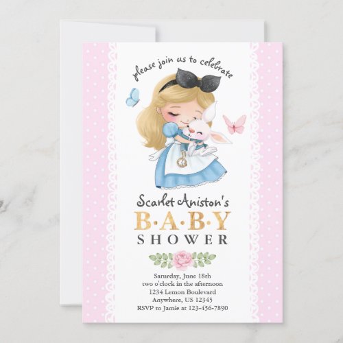 Wonderland Girl Baby Shower Invitation