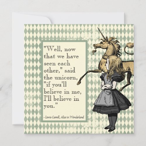 Wonderland Ill Believe In You Unicorn Flat Card