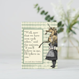 Wonderland I'll Believe In You Unicorn Postcard