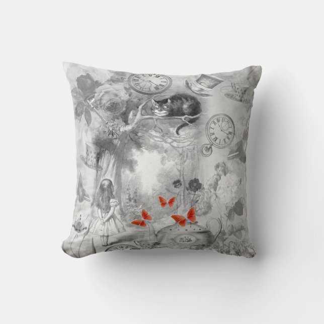 Wonderland In Black & White Throw Pillow (Front)