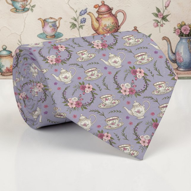 Wonderland Lilac Classic Pattern Necktie Tie (Creator Uploaded)
