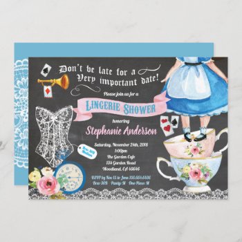Wonderland Lingerie Shower Bridal Shower Chalk Invitation by CrazyLimePrints at Zazzle