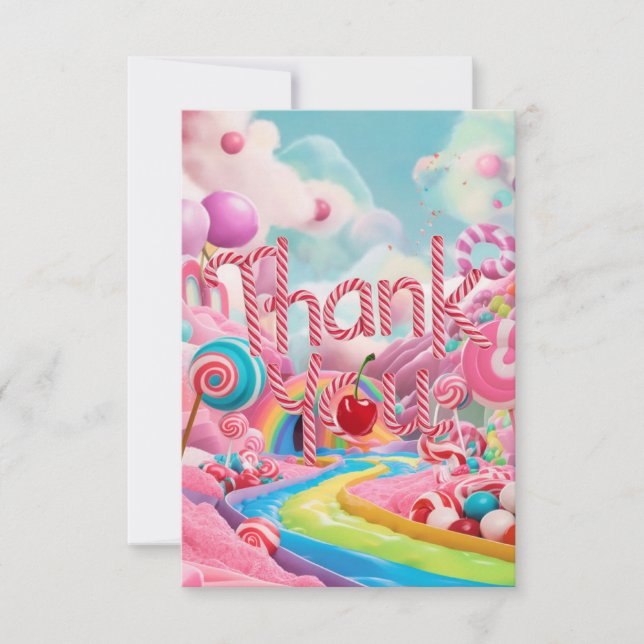 Wonderland Lollipop Candyland thank you card (Front)