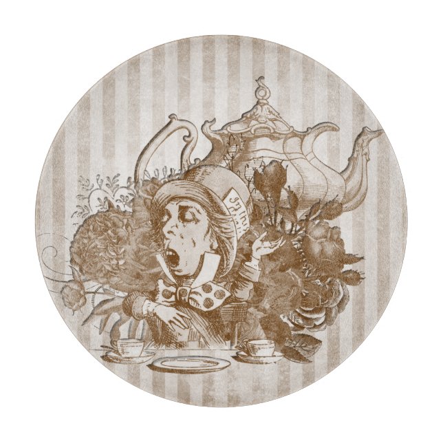 Wonderland Mad Hatter Collage Cutting Board (Front)