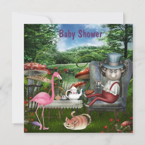 Wonderland Mad Hatter Tea Party Baby Shower Invitation