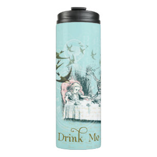 Wonderland Mad Tea Party Aqua Pink Thermal Tumbler