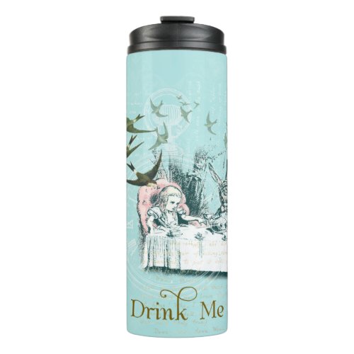 Wonderland Mad Tea Party Aqua Pink Thermal Tumbler