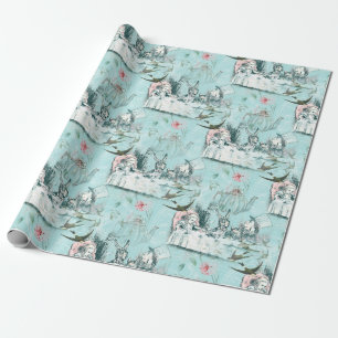 Wonderland Mad Tea Party Aqua Pink Wrapping Paper