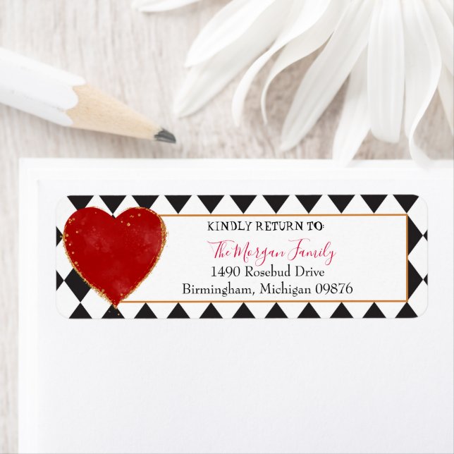 Wonderland Mad Tea Party Queen of Hearts Address Label (Insitu)