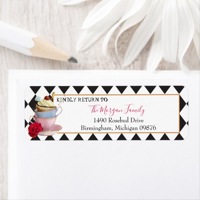 Wonderland Mad Tea Party Tea Cups Address Label (Insitu)