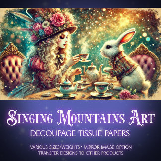 Wonderland Magic Girl and Rabbit Teatime Decoupage Tissue Paper