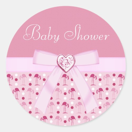 Wonderland Pink Flamingo Baby Shower Stickers