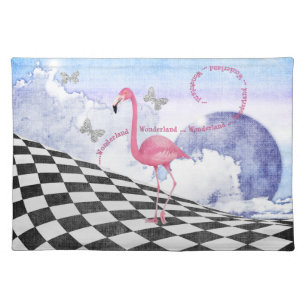 Wonderland Pink Flamingo Fantasy Art Placemat