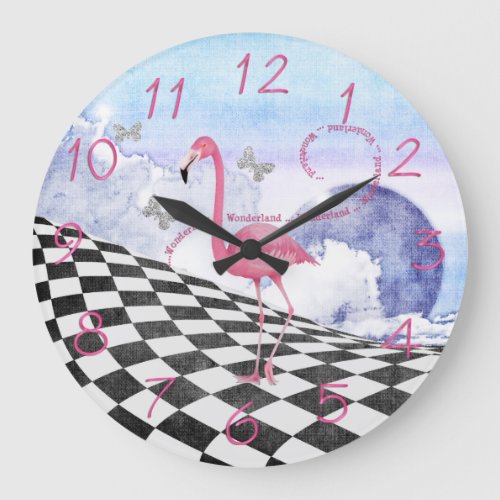 Wonderland Pink Flamingo Fantasy Clock