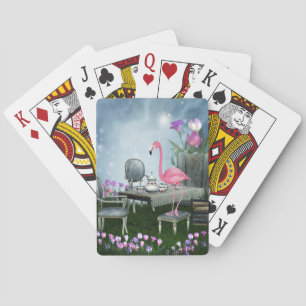 Wonderland Pink Flamingo Tea Party Poker Cards