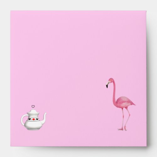 Wonderland Pink Flamingo  Teapot Envelopes