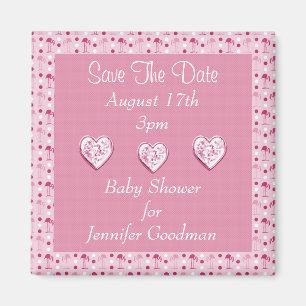 Wonderland Pink Flamingos Save The Date Baby Magnet