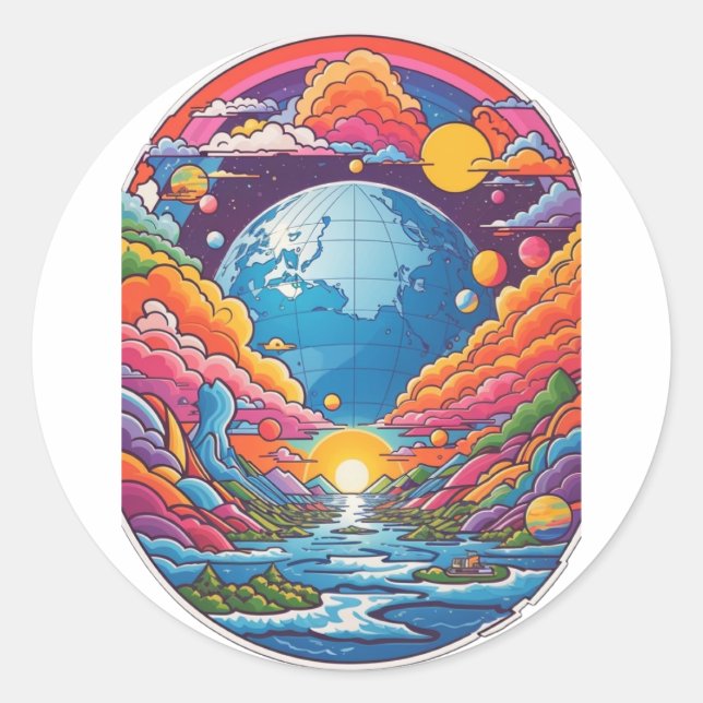 Wonderland Planet Classic Round Sticker (Front)