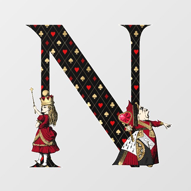 Wonderland Queen & Alice Letter N Wall Decal (Front)