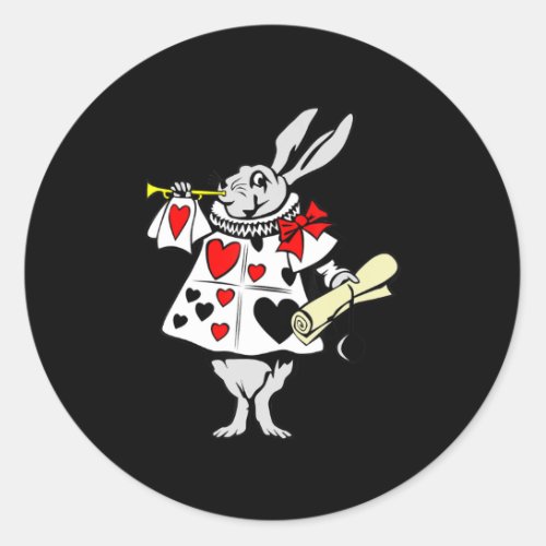 Wonderland Rabbit Easter Bunny Playing Music Classic Round Sticker