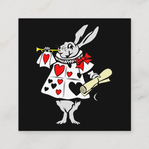 Wonderland Rabbit Easter Bunny Playing Music Square Business Card