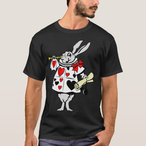 Wonderland Rabbit Easter Bunny Playing Music T_Shirt