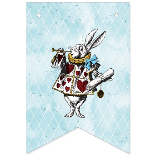 Wonderland Rabbit Happy Birthday Bunting Flags