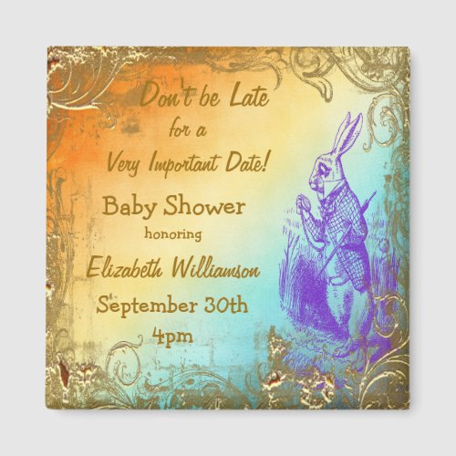 Wonderland Rabbit Save The Date Baby Shower Magnet