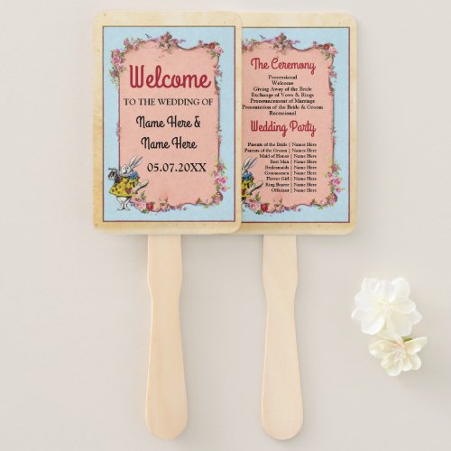 Wonderland Rabbit Wedding Programme Vintage Fan