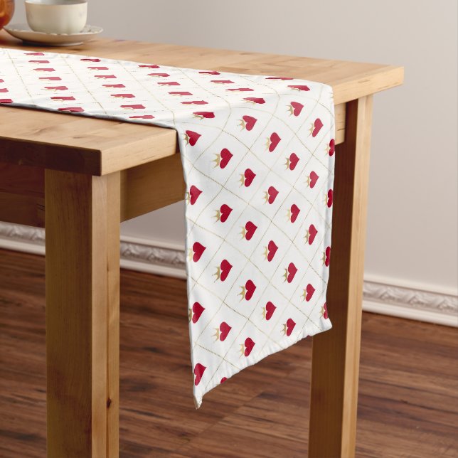 Wonderland Red Queen Alice Red Heart  Short Table  Runner (In Situ)