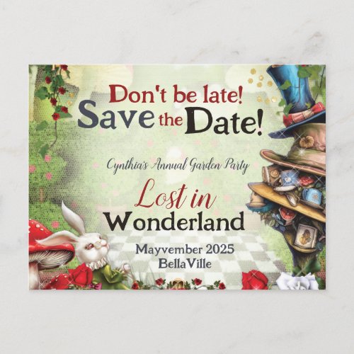 Wonderland Save the Date Postcard