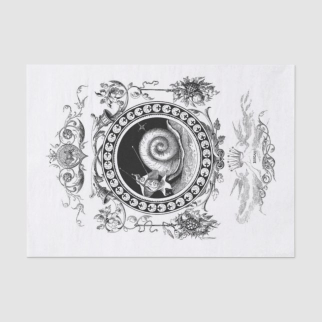 Wonderland snail art decoupage tissue paper (Front)