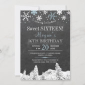 Wonderland snowflakes chic winter sweet sixteen invitation (Front)