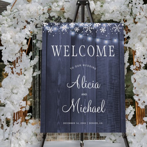 Wonderland snowflakes winter wedding welcome sign