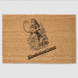 Wonderland Spirit Alice And Her Flamingo Humor Fiber Doormat