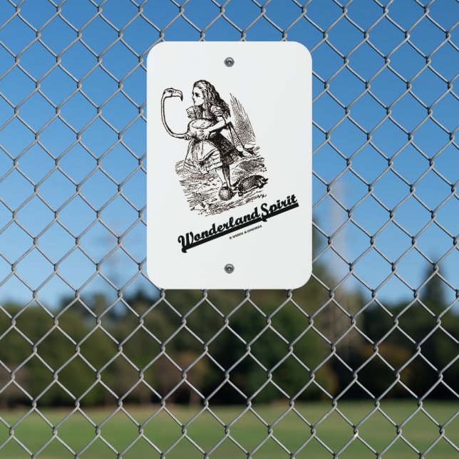Wonderland Spirit Alice And Her Flamingo Humor Metal Sign (In Situ(Fence))