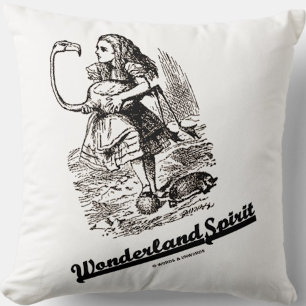Wonderland Spirit Alice And Her Flamingo Humor Throw Pillow
