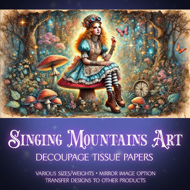 Wonderland Steampunk Alice Fantasy Art Decoupage Tissue Paper (Creator Uploaded)